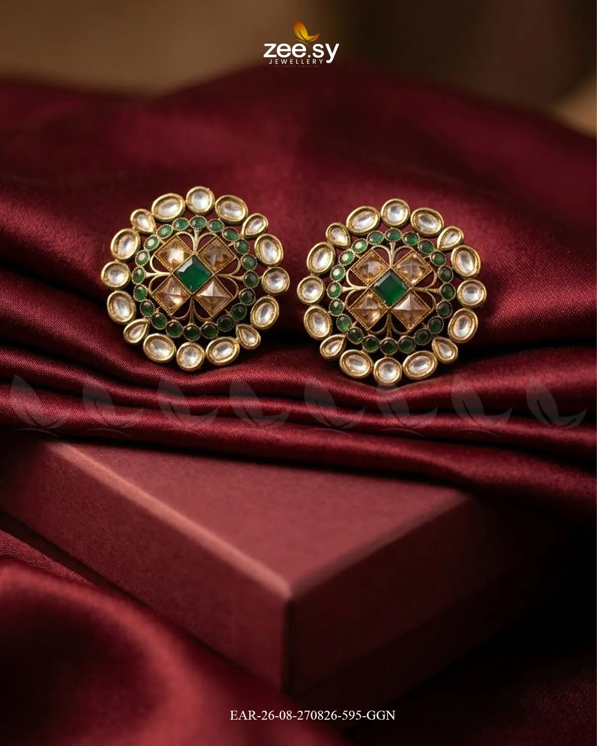 Meadow Statement Kundan Earrings