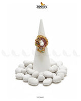 Meenakari Cocktail Baroque Pearl Ring - Zeesy Jewellery