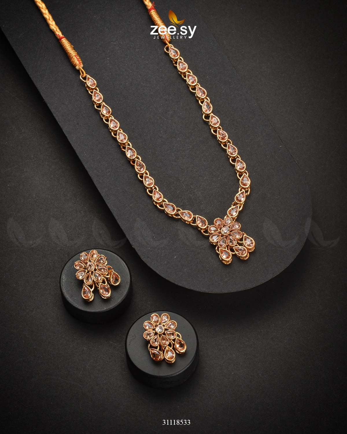 Meridian Necklace Set Champagne - Zeesy Jewellery