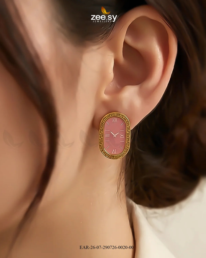 Mesh Chain Watch Face Earrings Earrings - Zeesy Jewellery Pakistan | Premium Artificial & Imitation Jewellery