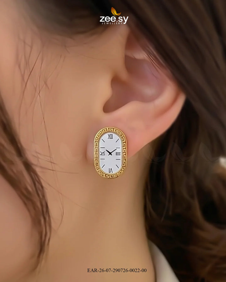 Mesh Chain Watch Face Earrings Earrings - Zeesy Jewellery Pakistan | Premium Artificial & Imitation Jewellery
