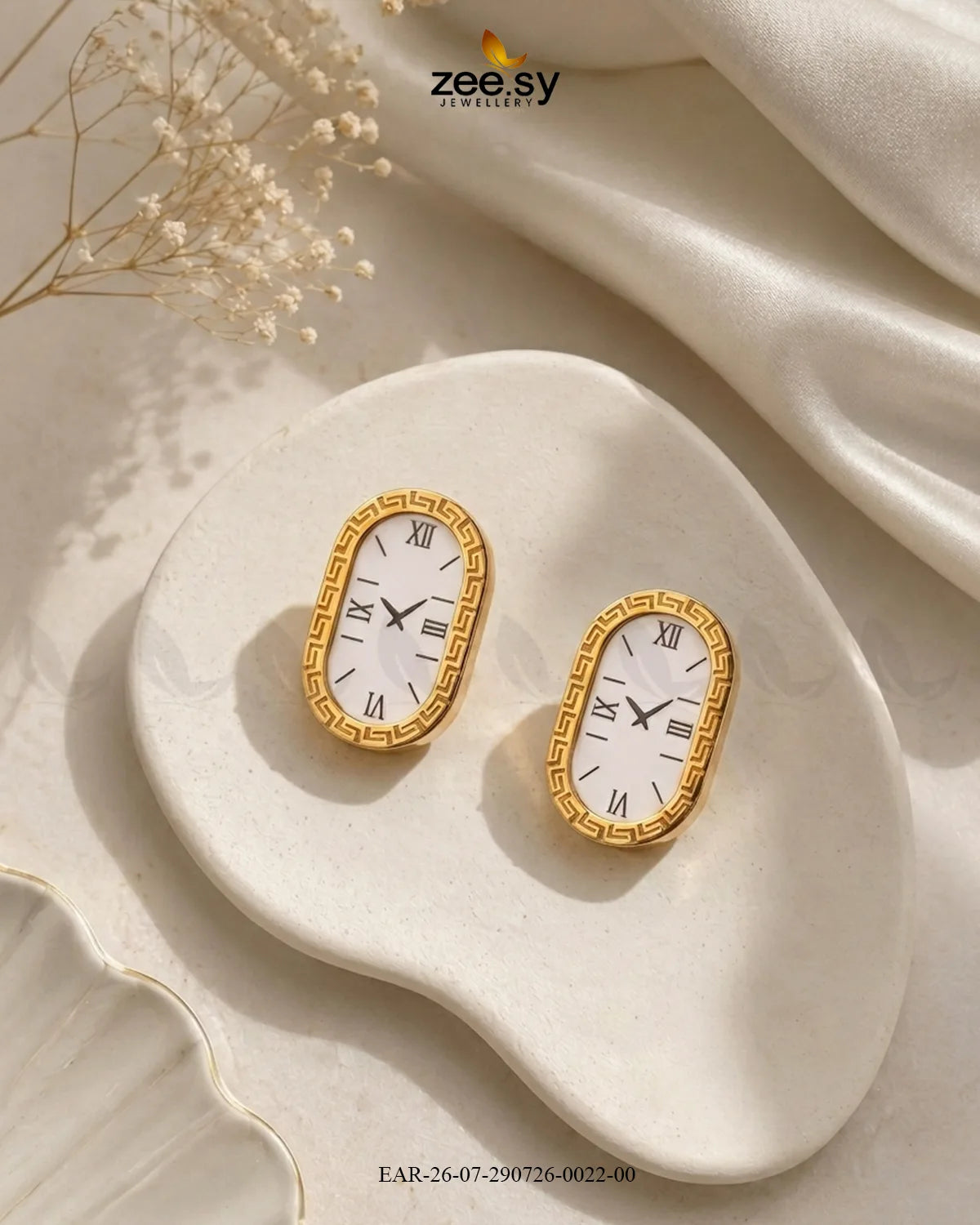 Mesh Chain Watch Face Earrings Earrings - Zeesy Jewellery Pakistan | Premium Artificial & Imitation Jewellery