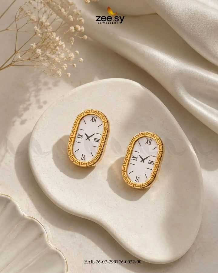 Mesh Chain Watch Face Earrings Earrings - Zeesy Jewellery Pakistan | Premium Artificial & Imitation Jewellery