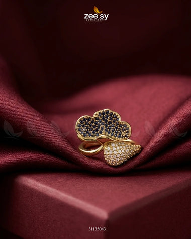 Golden Statement Gemstone Ring Golden Blue Finger Ring - Zeesy Jewellery Pakistan | Premium Artificial & Imitation Jewellery