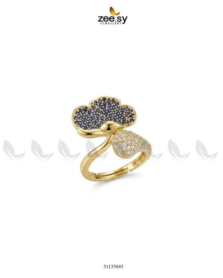 Golden Statement Gemstone Ring Finger Ring - Zeesy Jewellery Pakistan | Premium Artificial & Imitation Jewellery