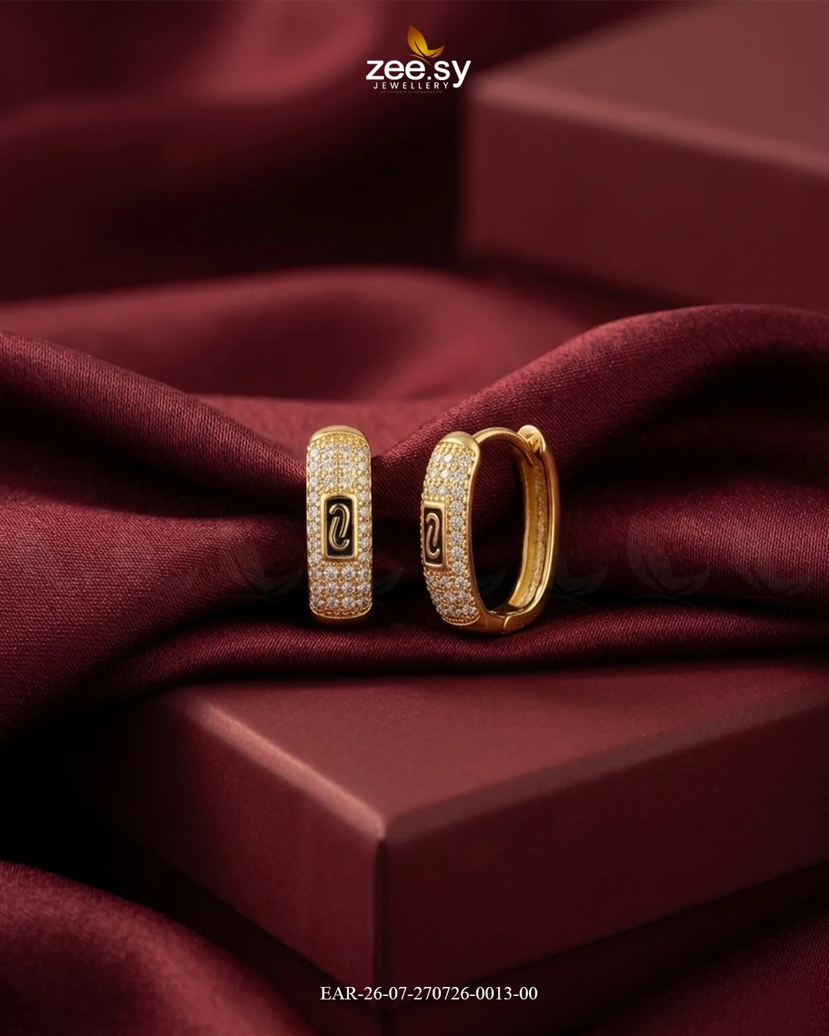 Micro Zirconia Monogram Hoop Earrings Earrings - Zeesy Jewellery Pakistan | Premium Artificial & Imitation Jewellery