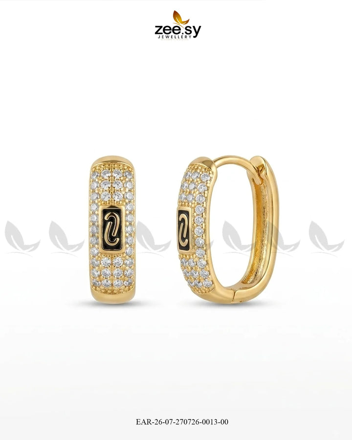 Micro Zirconia Monogram Hoop Earrings Earrings - Zeesy Jewellery Pakistan | Premium Artificial & Imitation Jewellery