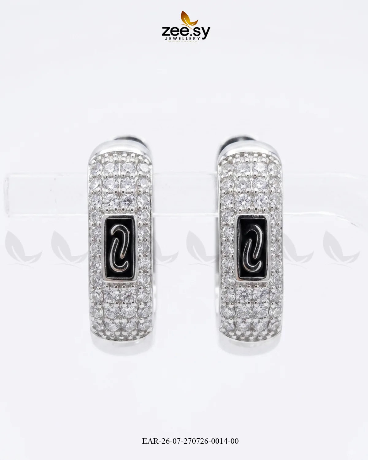 Micro Zirconia Monogram Hoop Earrings Earrings - Zeesy Jewellery Pakistan | Premium Artificial & Imitation Jewellery