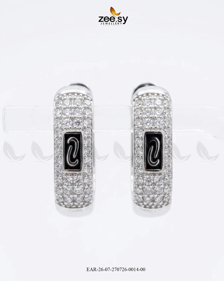 Micro Zirconia Monogram Hoop Earrings