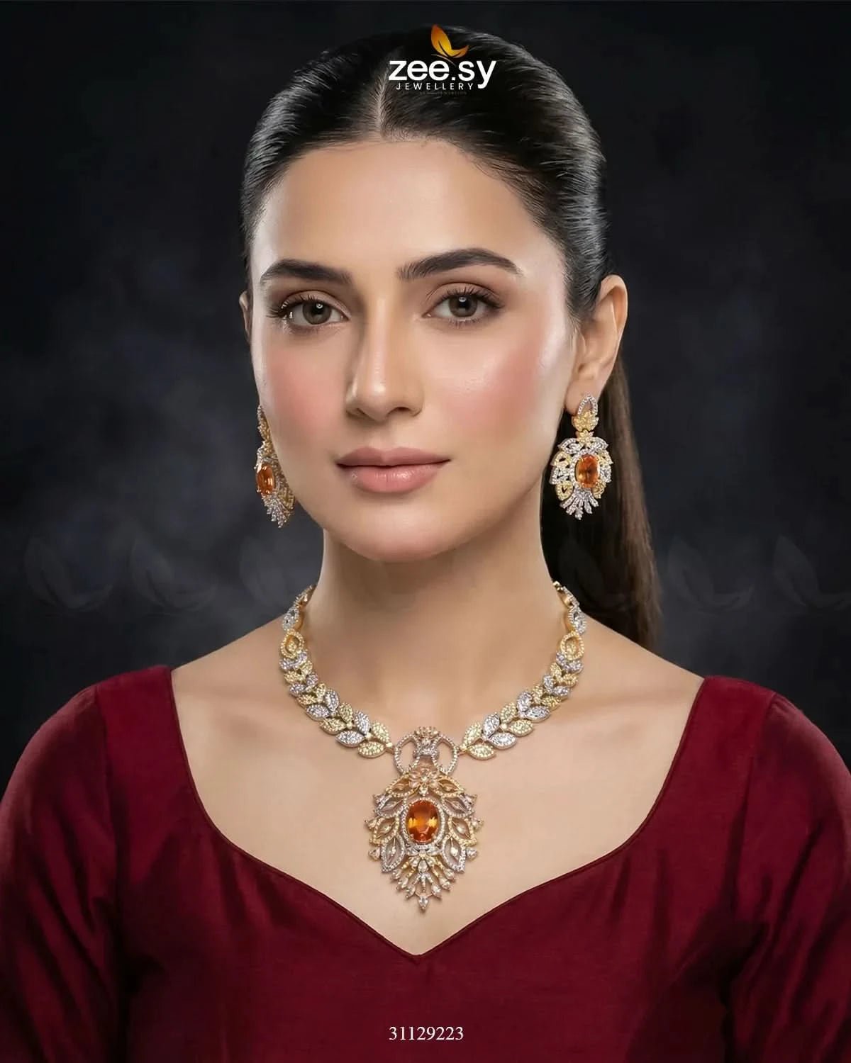 Midnight Forest Toned Necklace Set - Zeesy.pk