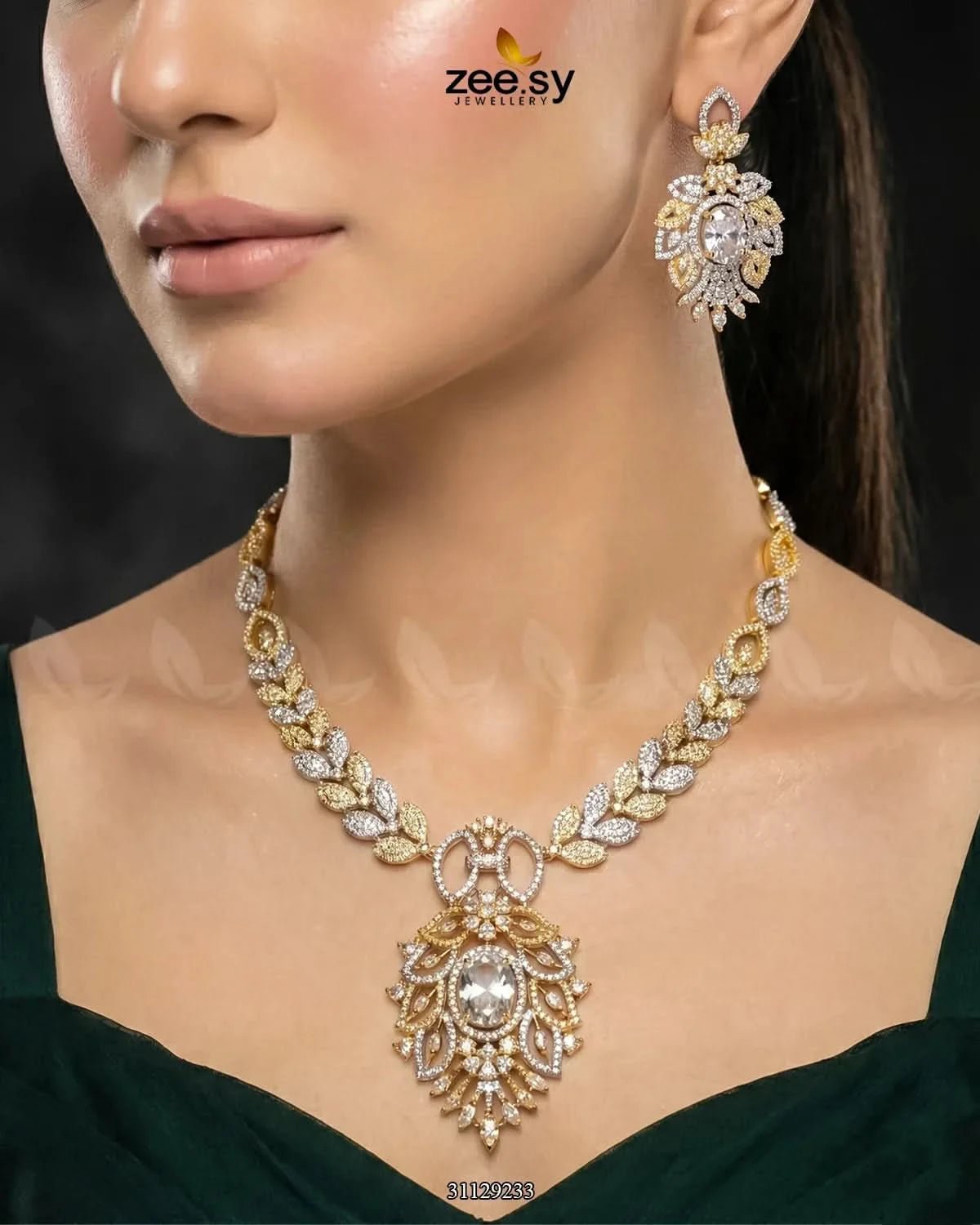 Midnight Forest Toned Necklace Set - Zeesy.pk