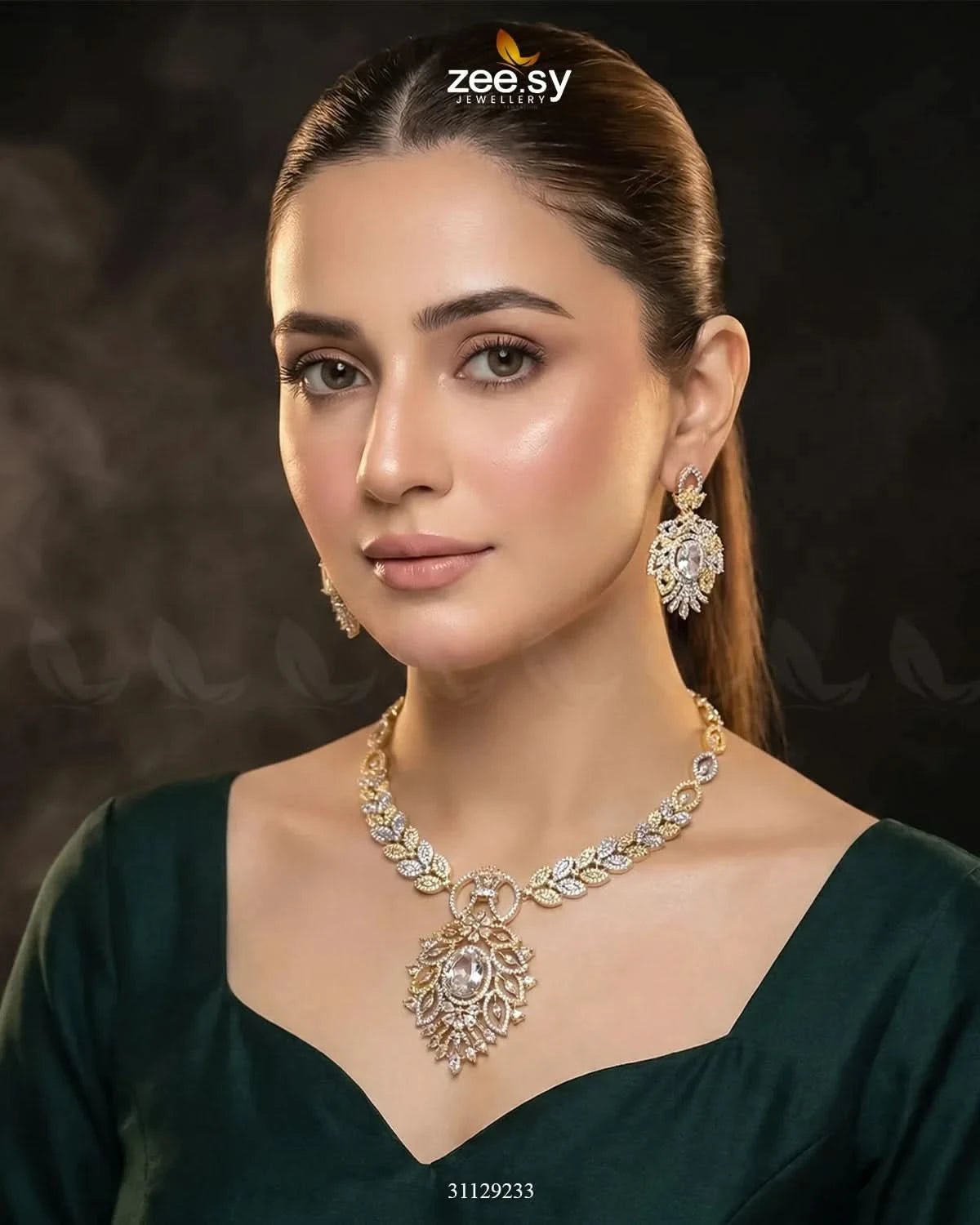 Midnight Forest Toned Necklace Set - Zeesy.pk