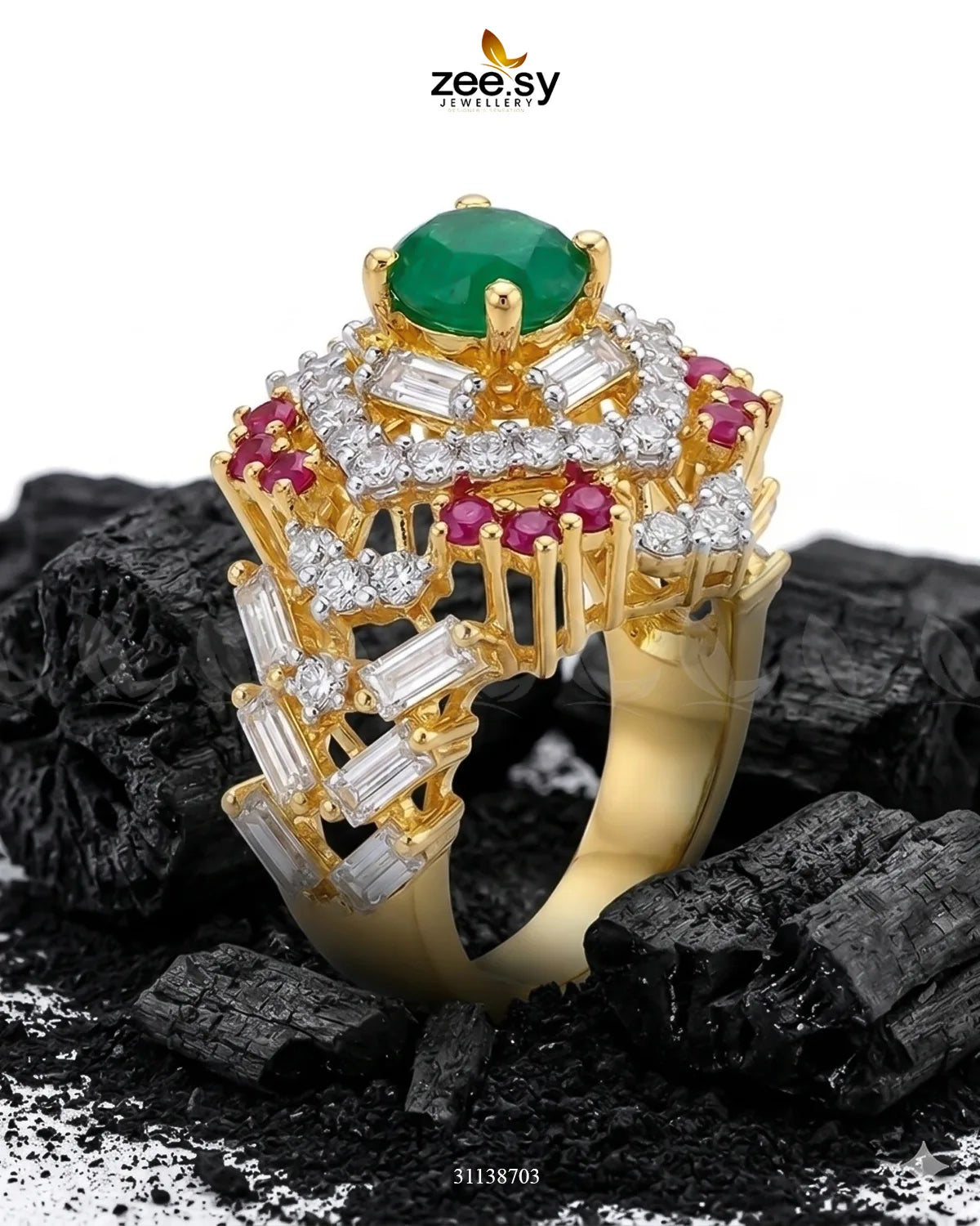 Midnight Majesty Halo Ring Finger Ring - Zeesy Jewellery Pakistan | Premium Artificial & Imitation Jewellery