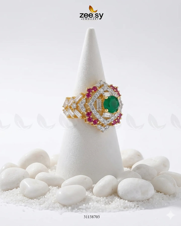 Midnight Majesty Halo Ring Finger Ring - Zeesy Jewellery Pakistan | Premium Artificial & Imitation Jewellery