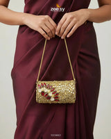 Midnight Reddish Kundan Clutch Bag - Zeesy.pk
