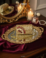 Midnight Reddish Kundan Clutch Bag - Zeesy.pk