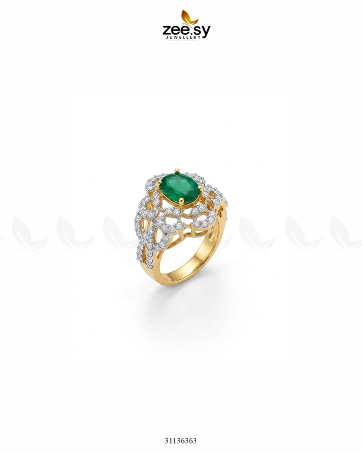 Midnight Star Oval Stone Ring Golden Green Finger Ring - Zeesy Jewellery Pakistan | Premium Artificial & Imitation Jewellery