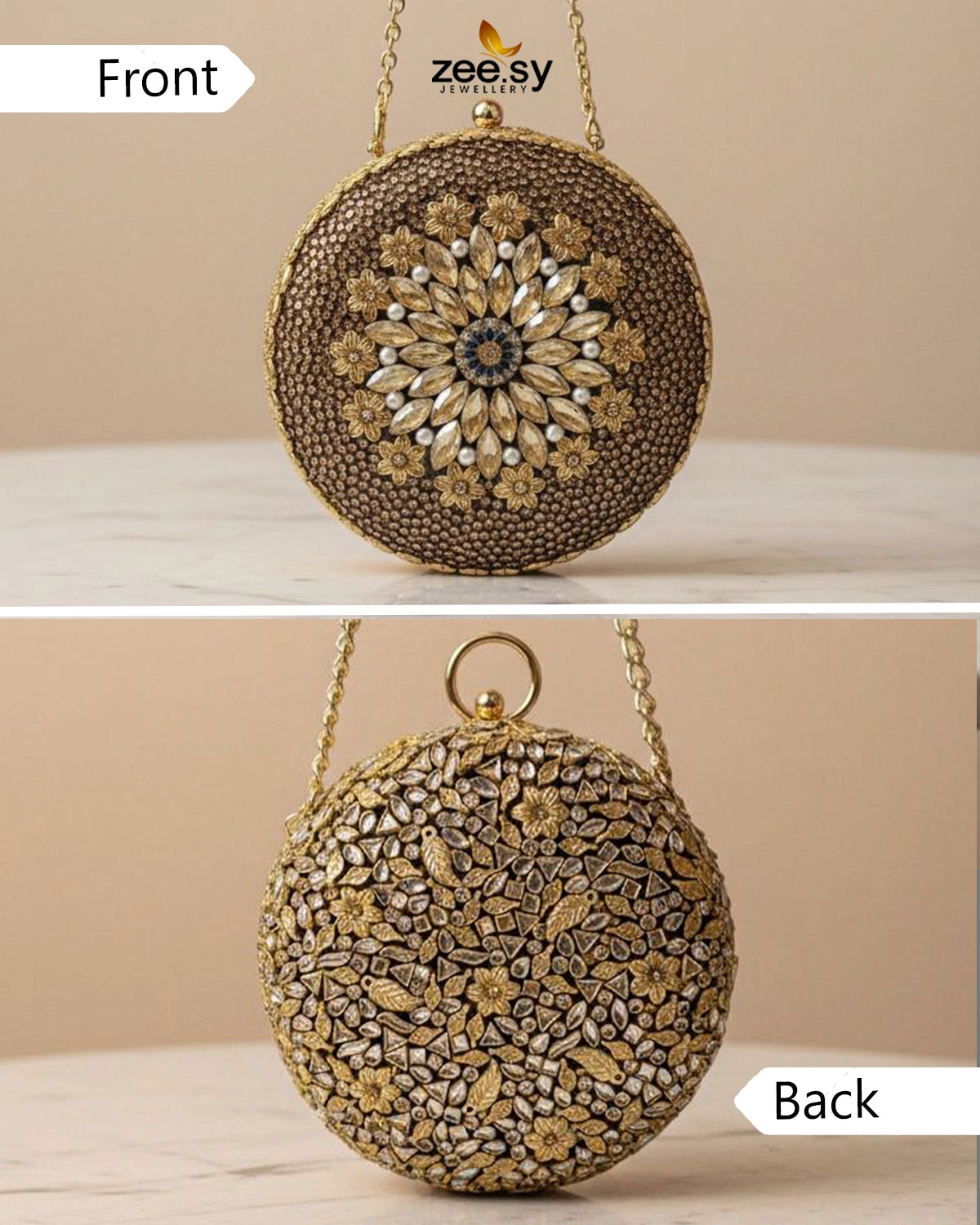 Midnight Sunburst Floral Ball Bag - Zeesy Jewellery