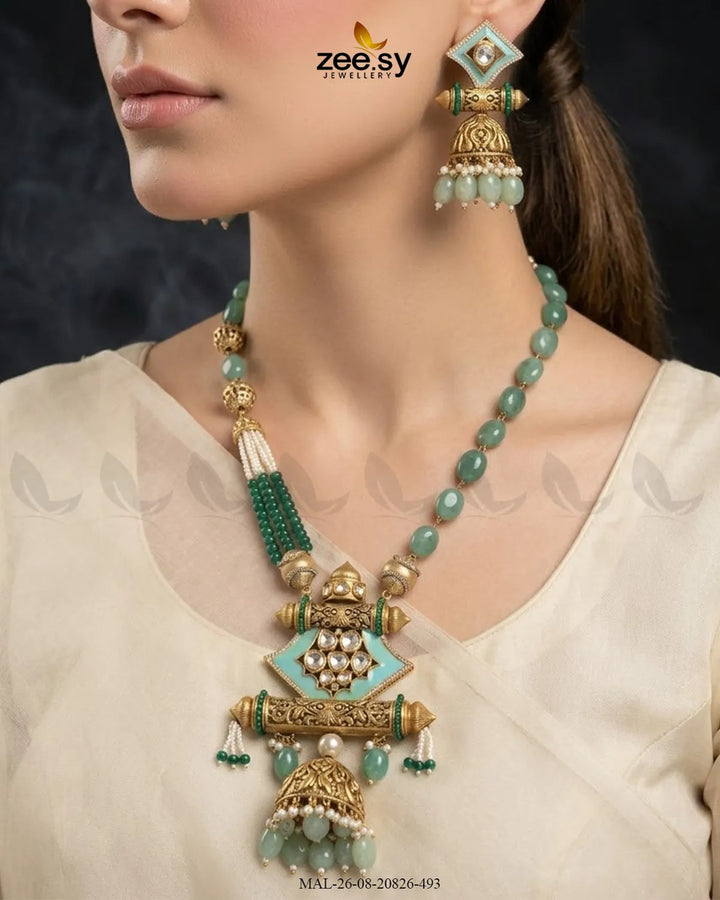 Mira Long Beaded Malla Set