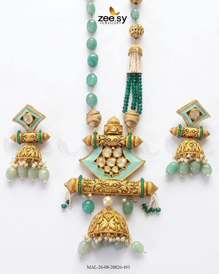 Mira Long Beaded Malla Set