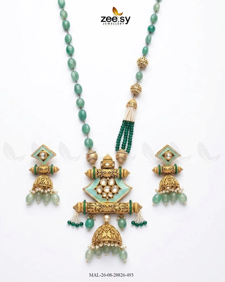 Mira Long Beaded Malla Set