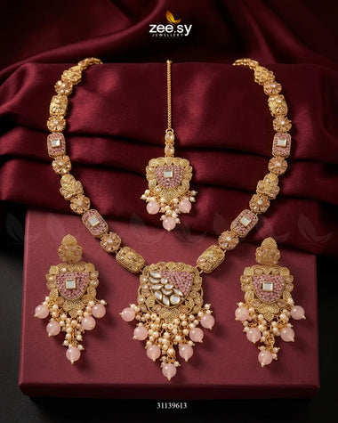 Mirabella Turkish Pearl Malla Set Pink Malla Necklace - Zeesy Jewellery Pakistan | Premium Artificial & Imitation Jewellery