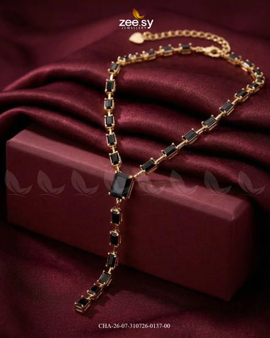 Modern Baguette Gemstone Y Chain