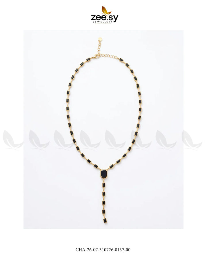 Modern Baguette Gemstone Y Chain