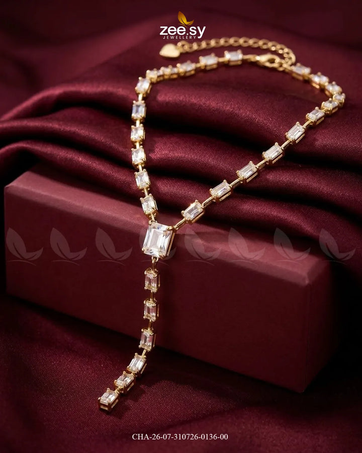 Modern Baguette Gemstone Y Chain