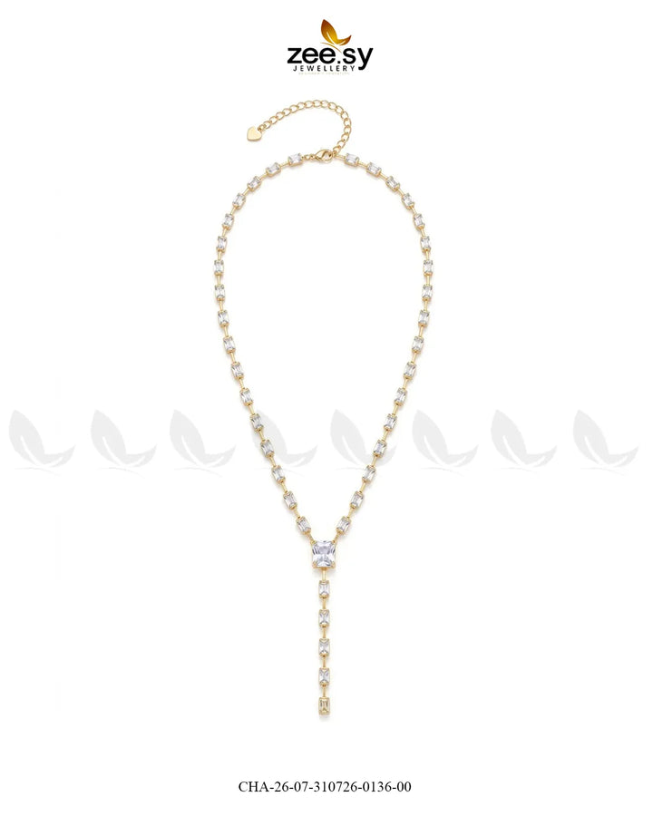 Modern Baguette Gemstone Y Chain