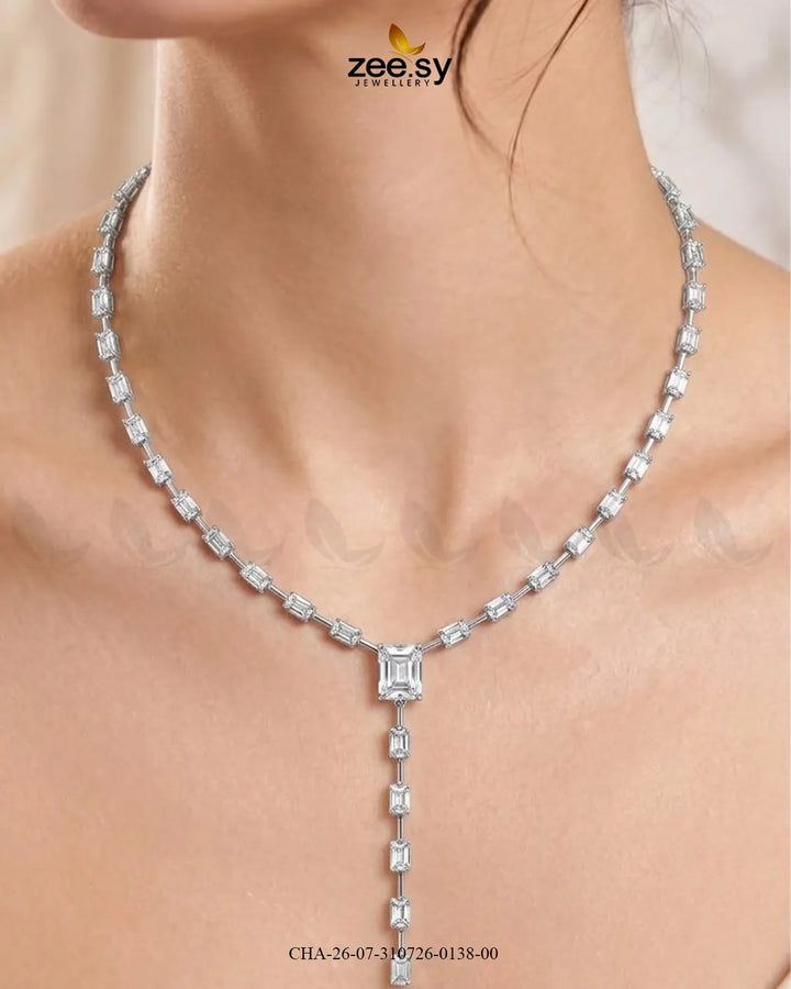 Modern Baguette Gemstone Y Chain