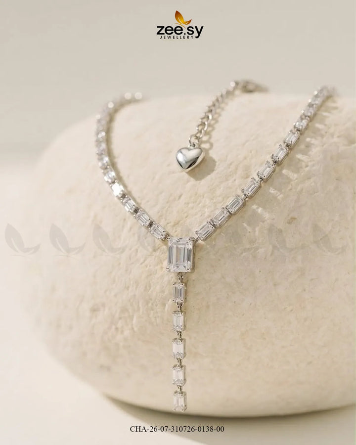 Modern Baguette Gemstone Y Chain
