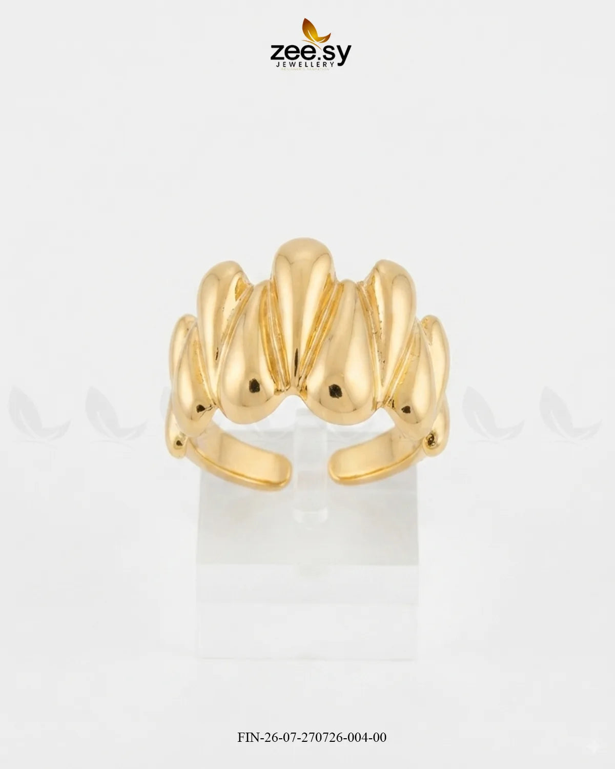 Modern Fluted Organic Cocktail Ring
