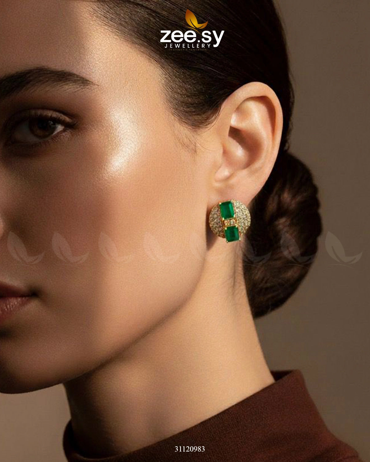 Modern Geometric Cluster Earrings Green - Zeesy Jewellery