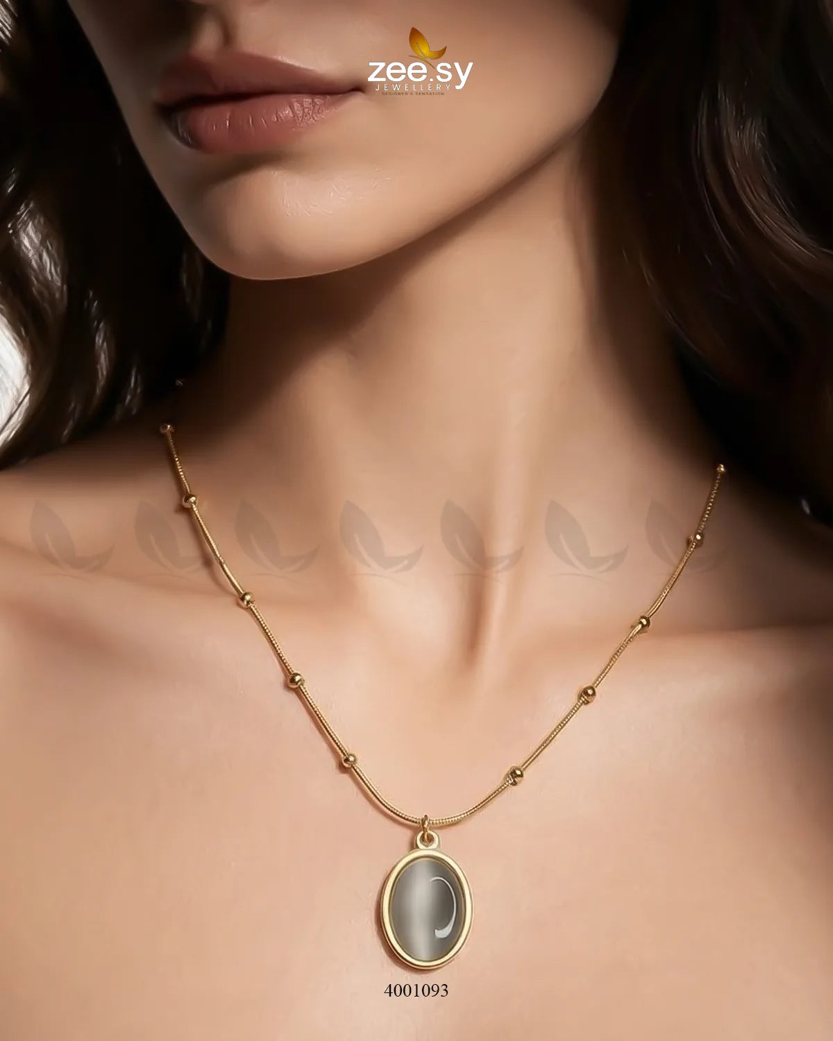 Modern Oval Cabochon Drop pendant