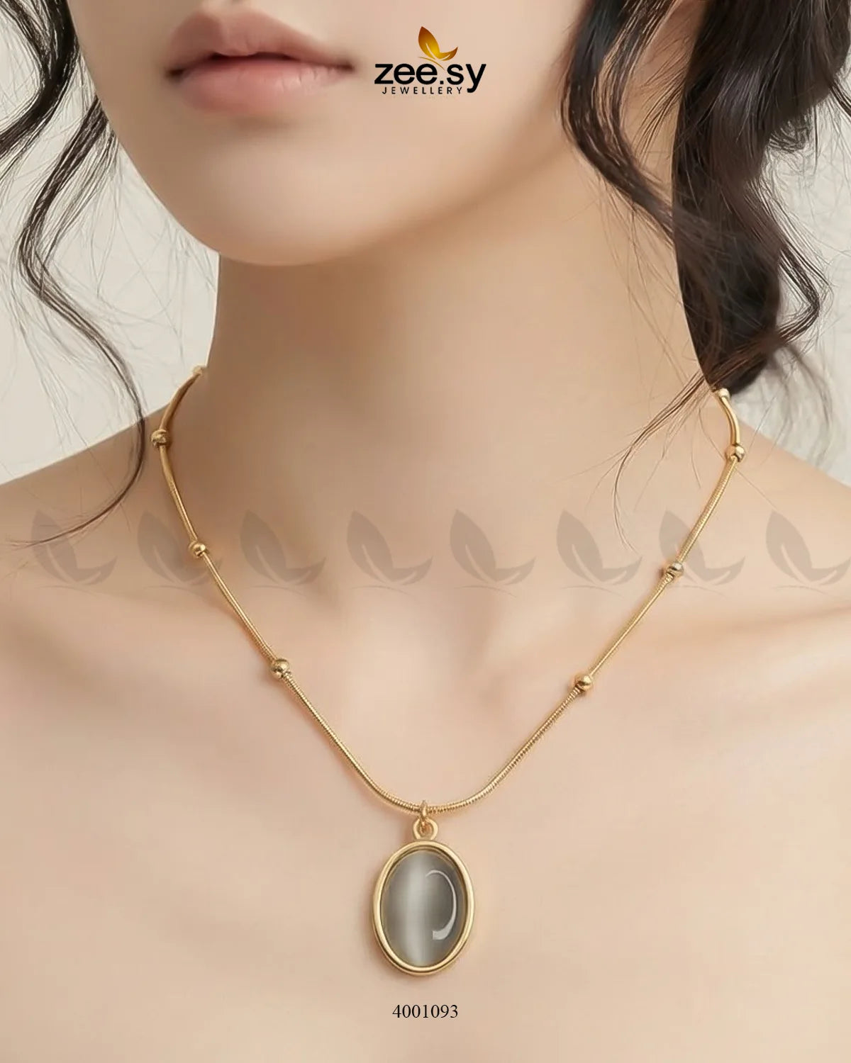 Modern Oval Cabochon Drop pendant