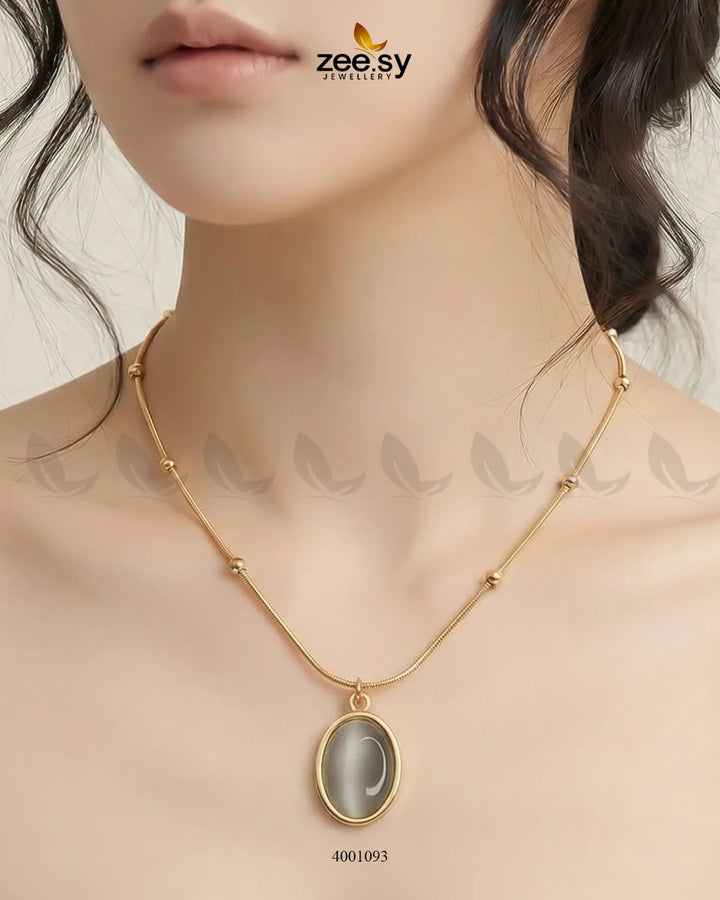 Modern Oval Cabochon Drop pendant