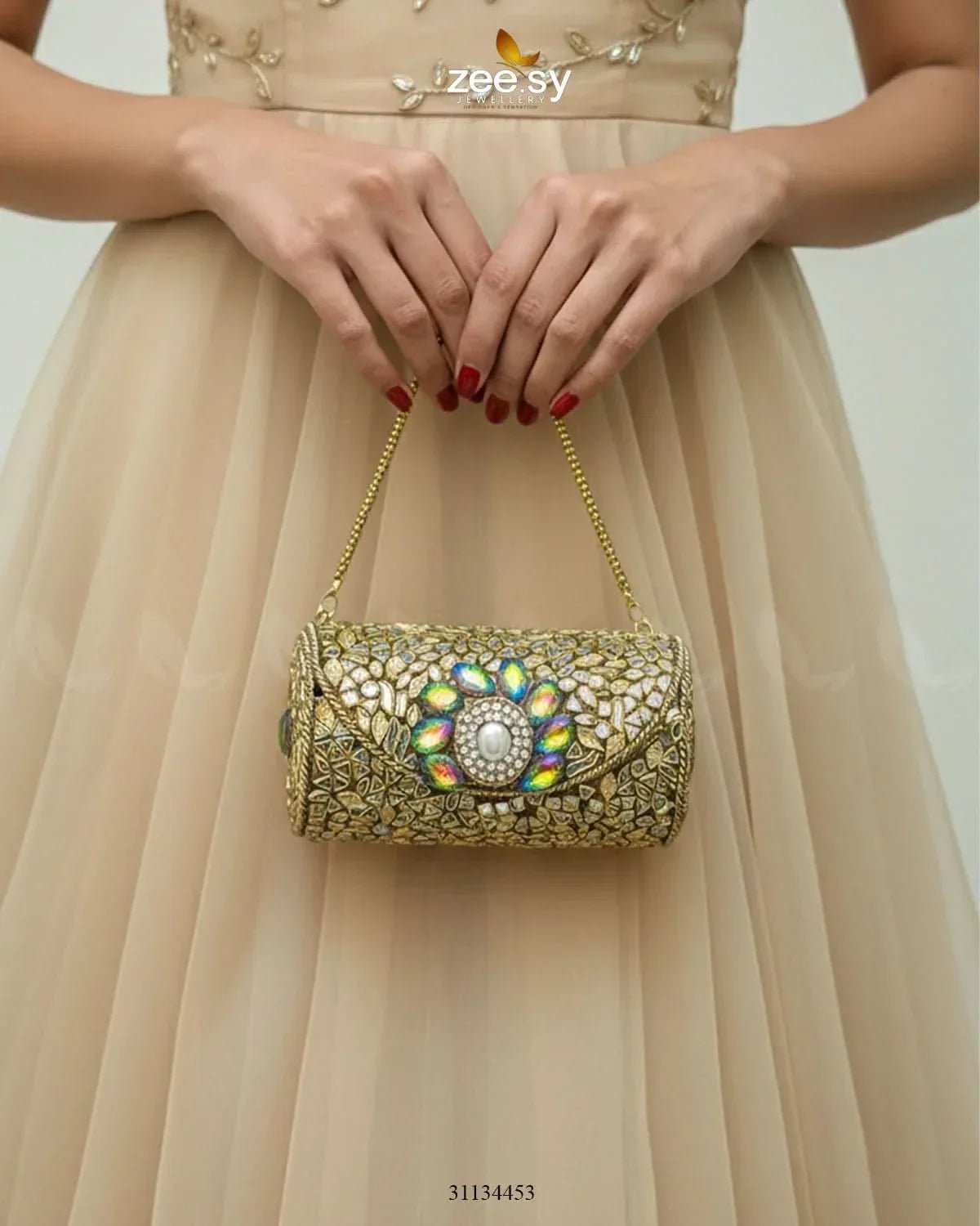 Moon Center Baroque Clutch Bag - Zeesy.pk