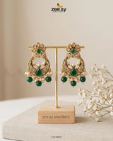 Moon Pearl Stone Chandbali Earrings Earrings - Zeesy Jewellery Pakistan | Premium Artificial & Imitation Jewellery