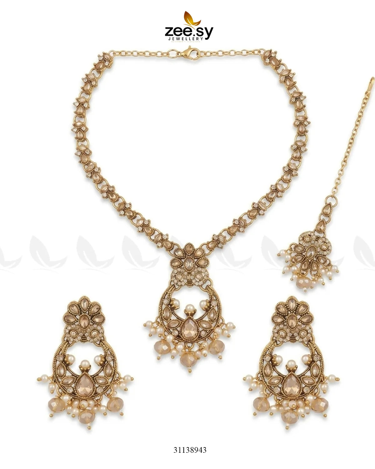 Moon Pearl Stone Necklace Set