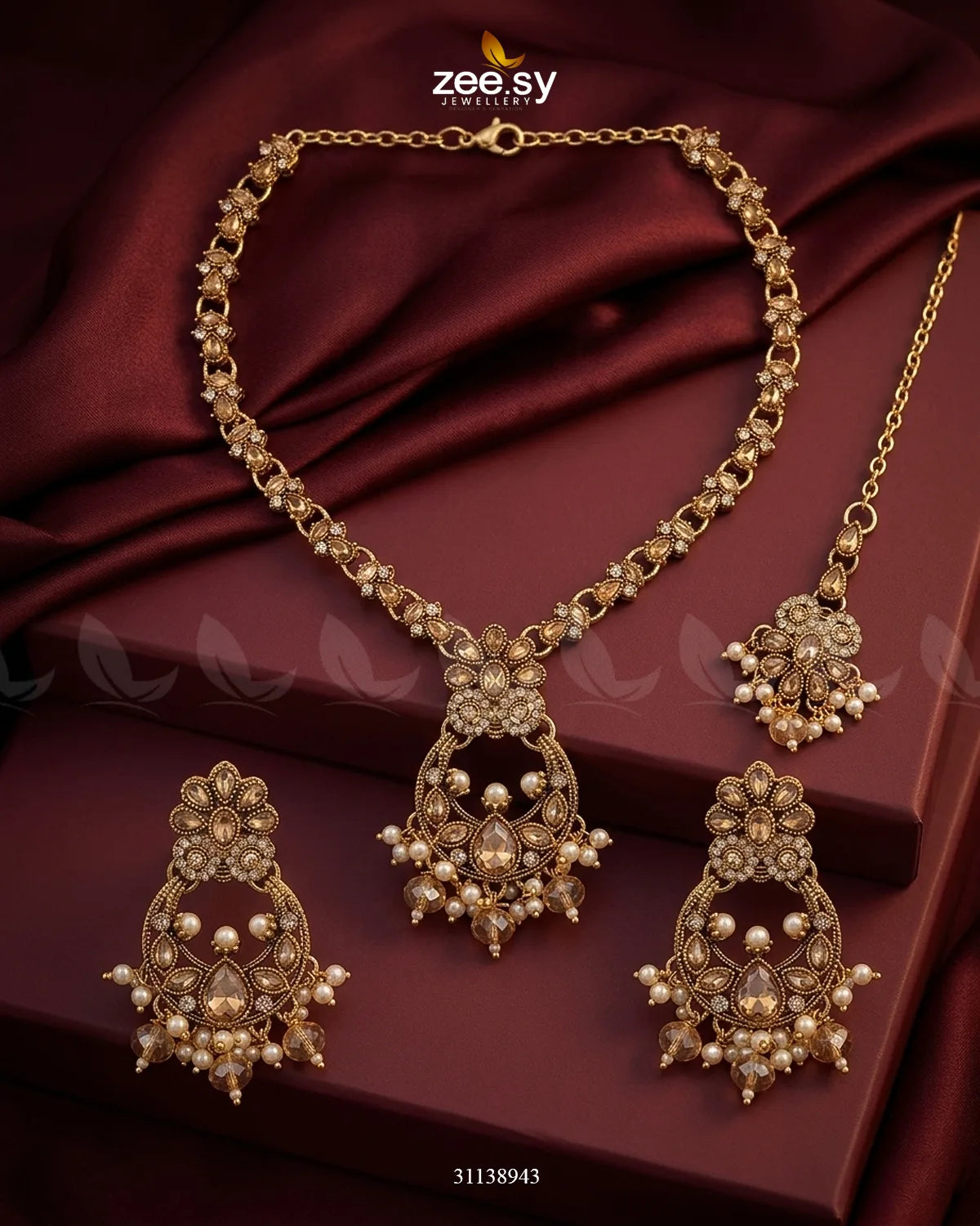 Moon Pearl Stone Necklace Set