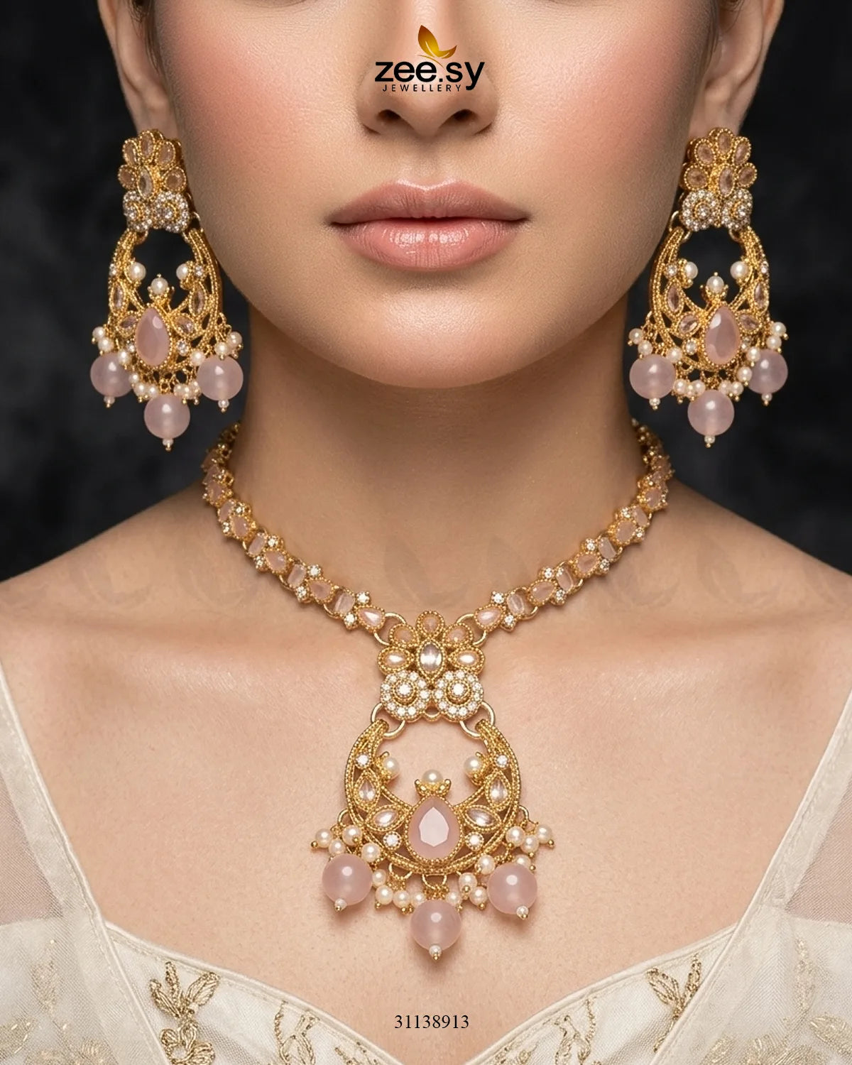 Moon Pearl Stone Necklace Set
