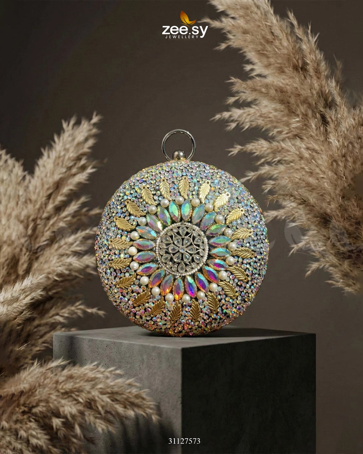 Moonlit Iridescent Bloom Clutch Bag - Zeesy Jewellery