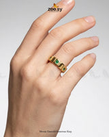 Mosaic Emerald Gemstone Ring Finger Ring - Zeesy Jewellery Pakistan | Premium Artificial & Imitation Jewellery
