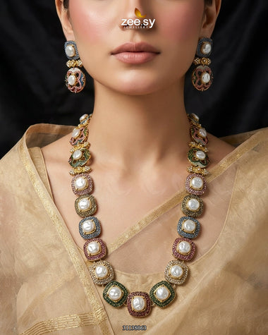 Mosaic Pearl Royale Malla Set Multi Malla Necklace - Zeesy Jewellery Pakistan | Premium Artificial & Imitation Jewellery