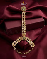 Mughal Floral Stone Anja Bracelet Golden Green Bracelet - Zeesy Jewellery Pakistan | Premium Artificial & Imitation Jewellery