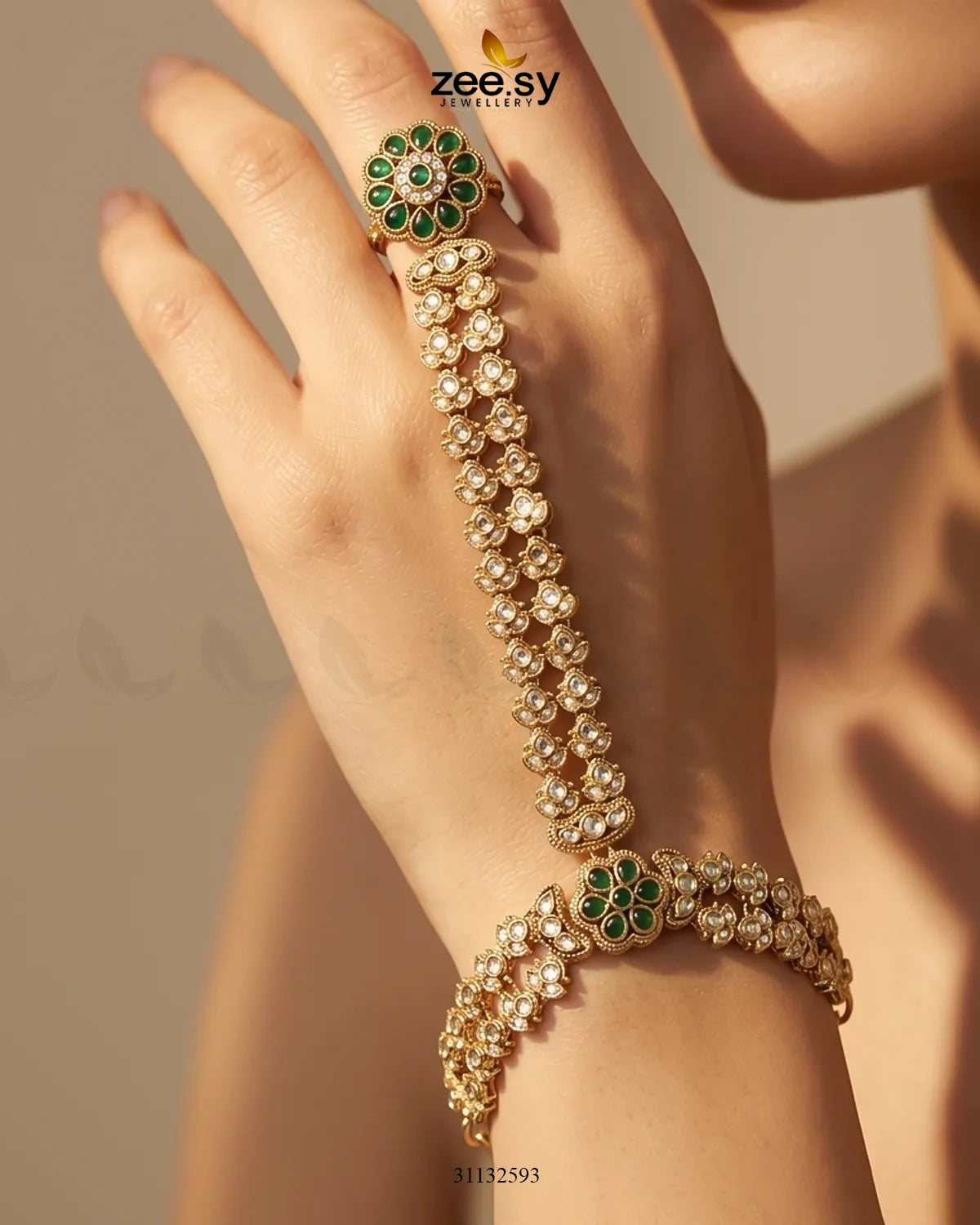 Mughal Floral Stone Anja Bracelet Bracelet - Zeesy Jewellery Pakistan | Premium Artificial & Imitation Jewellery