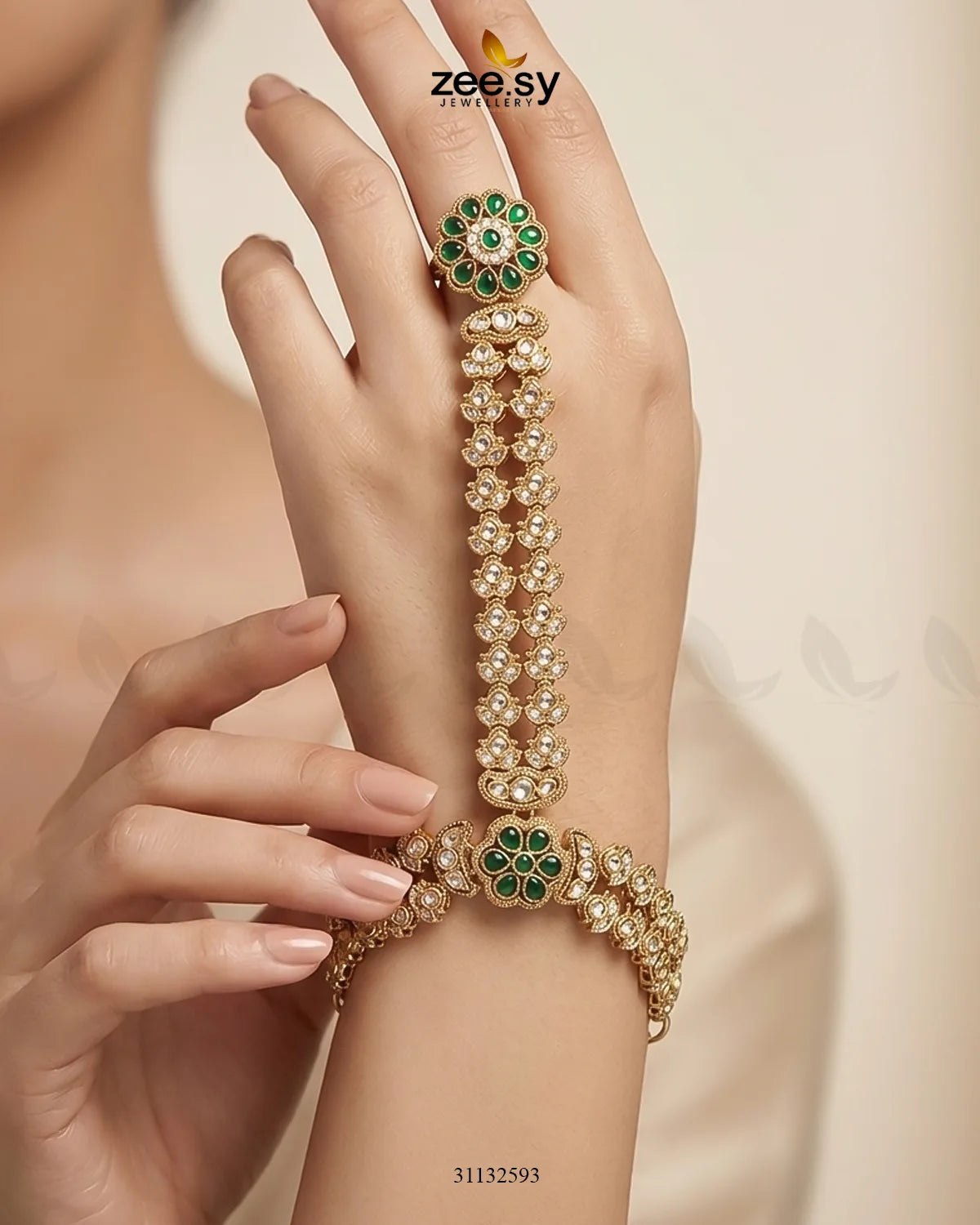 Mughal Floral Stone Anja Bracelet Bracelet - Zeesy Jewellery Pakistan | Premium Artificial & Imitation Jewellery