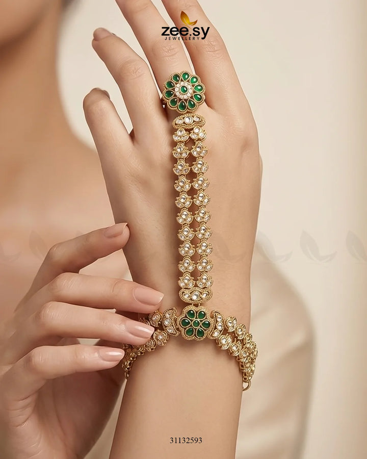 Mughal Floral Stone Anja Bracelet Bracelet - Zeesy Jewellery Pakistan | Premium Artificial & Imitation Jewellery