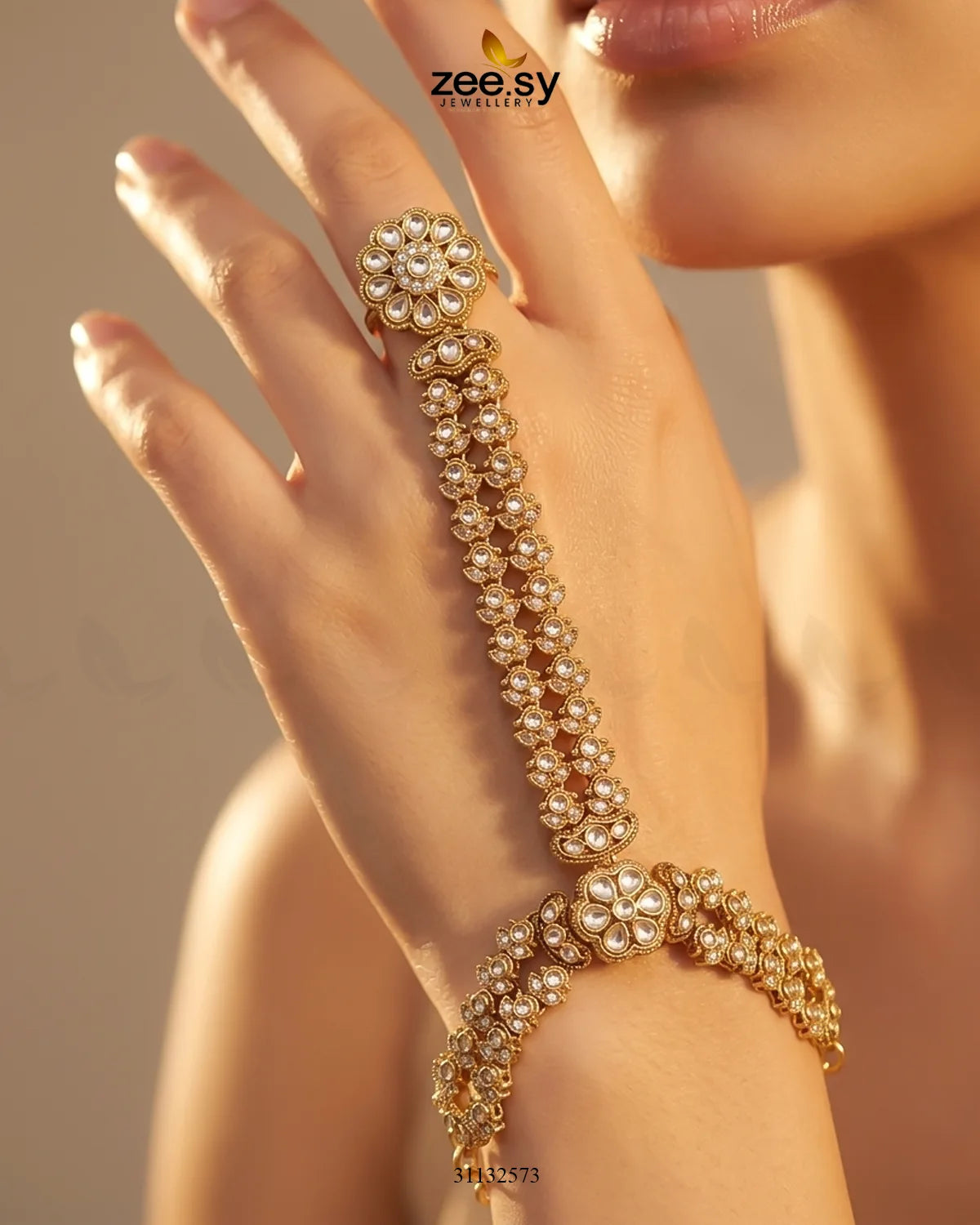 Mughal Floral Stone Anja Bracelet Bracelet - Zeesy Jewellery Pakistan | Premium Artificial & Imitation Jewellery